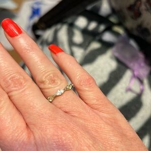 Inspired silver. 925 sterling silver, CZ,  white and yellow a ring . Size 6